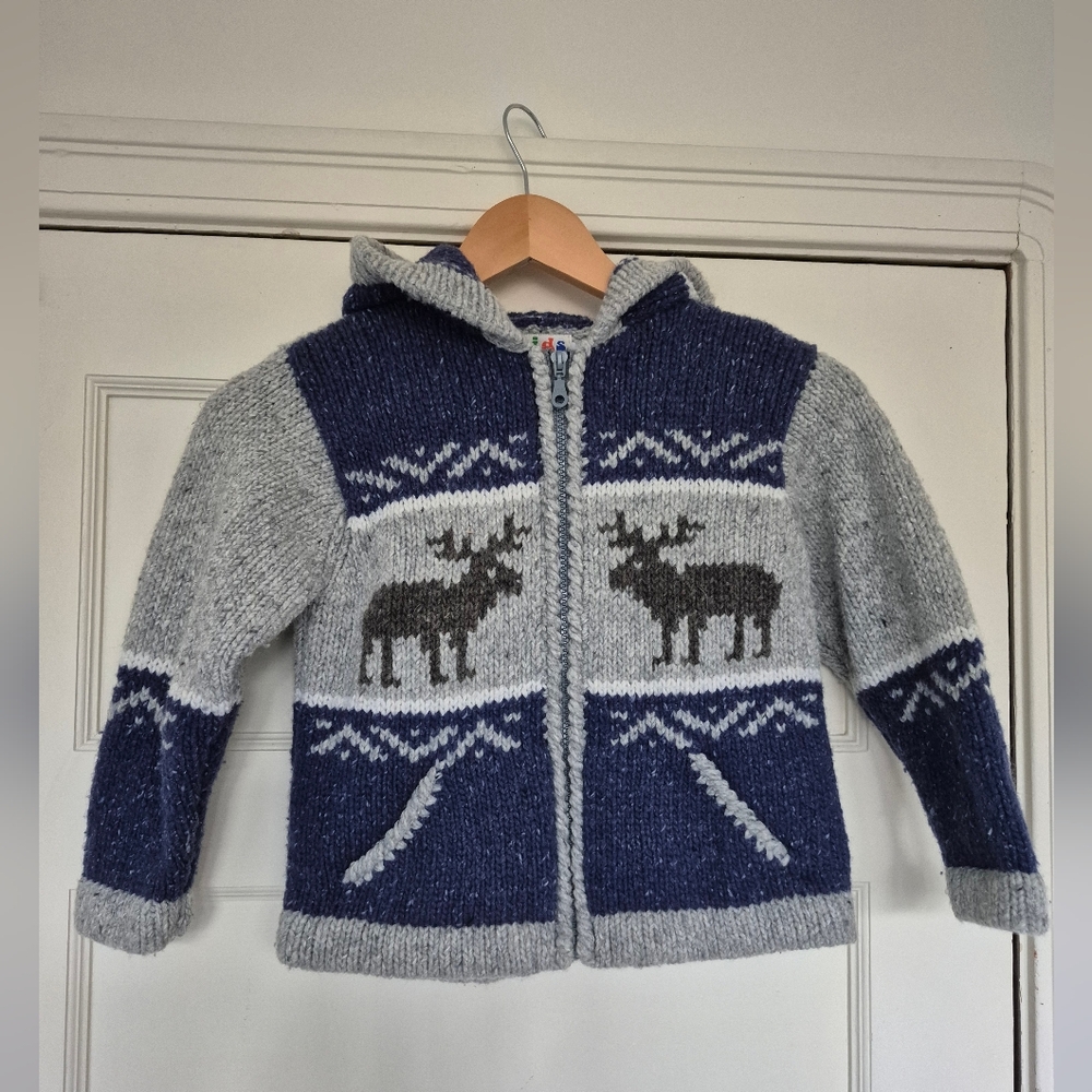 Children's Wool And Cotton Moose Sweater Size 6
